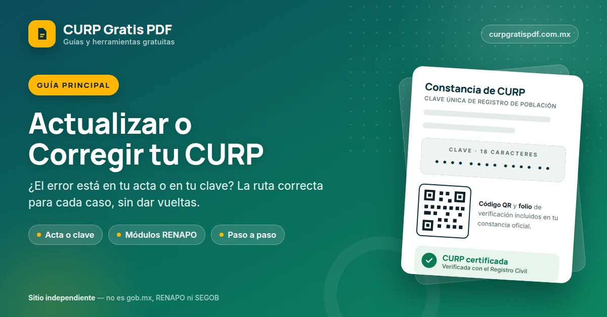 Portada de la guía para actualizar y corregir datos de la CURP