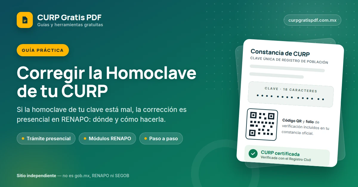 Portada de la guía para corregir la homoclave de la CURP