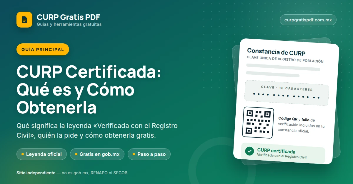 Portada de la guía sobre la CURP certificada y su leyenda de verificación