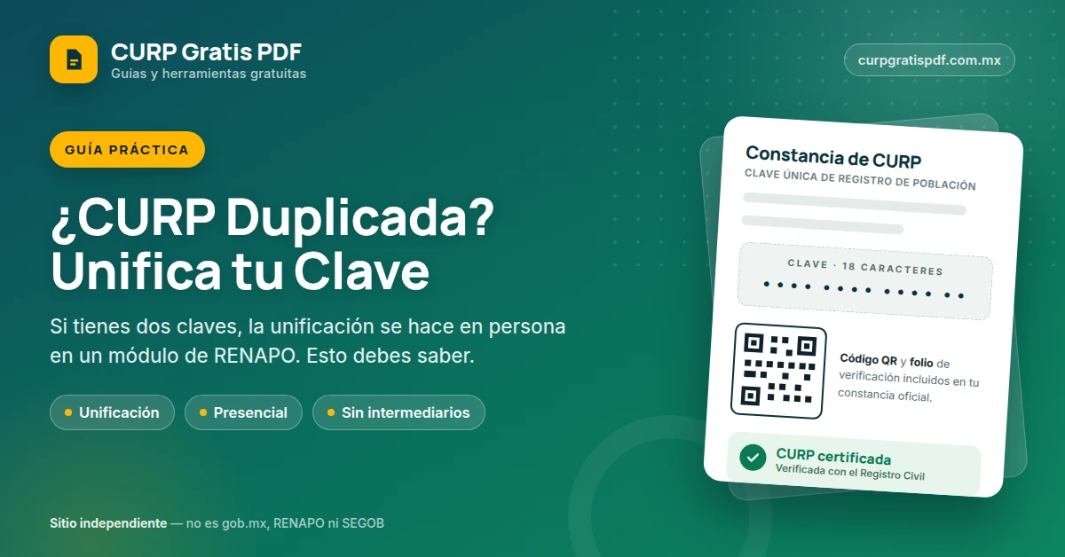 Portada de la guía sobre la CURP duplicada y su unificación