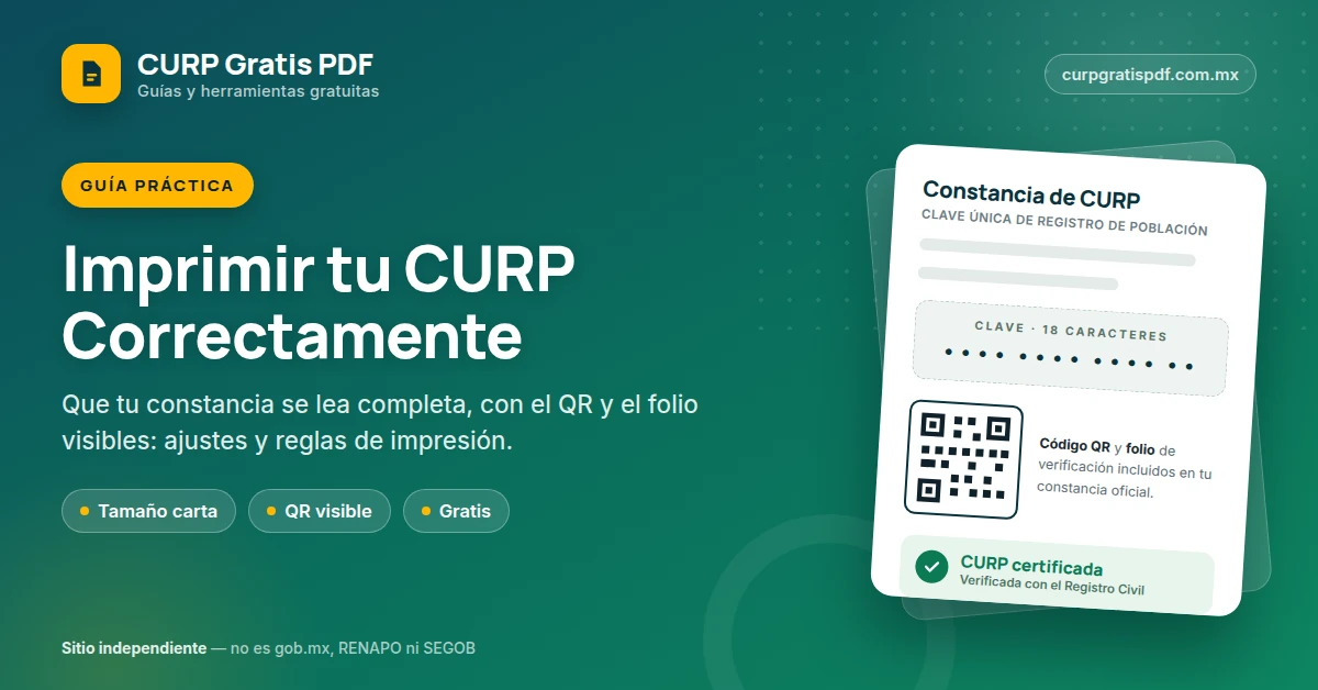 Portada de la guía para imprimir la CURP correctamente y gratis