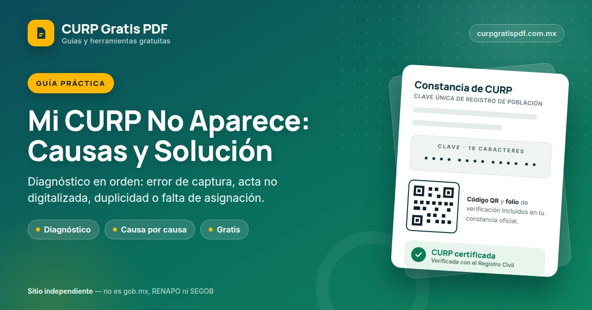 Portada de la guía sobre por qué tu CURP no aparece en RENAPO y cómo resolverlo
